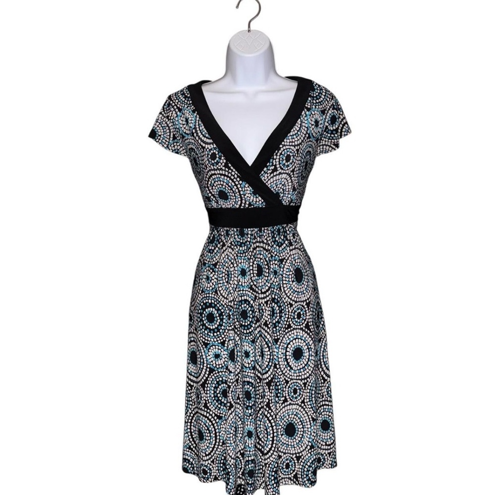Y2K Jones Wear Black and White Circle Print Midi Dress Women’s Size 8